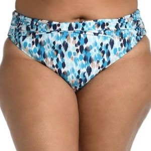 NWT La Blanca Seaglass Shirred Band Hipster Bikini Bottoms in Aquamarine